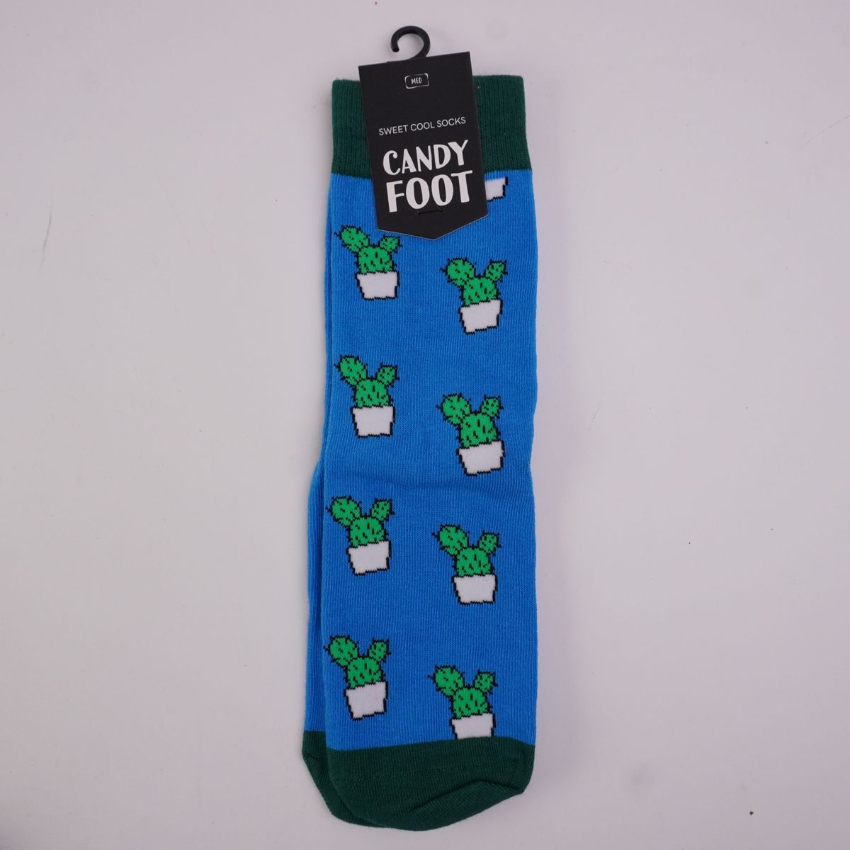 “Sweet Cactus Vibes: Candy Foot Blue Playful Socks”